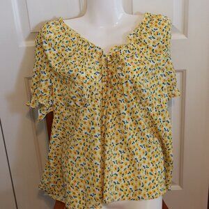 Leasty Curve Summer Flowy Lightweight Floral Print Blouse Plus Size 0X Casual